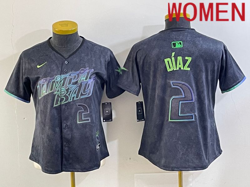 Women Tampa Bay Rays #2 Diaz Nike MLB Limited City Connect Black 2024 Jersey style 4->women mlb jersey->Women Jersey